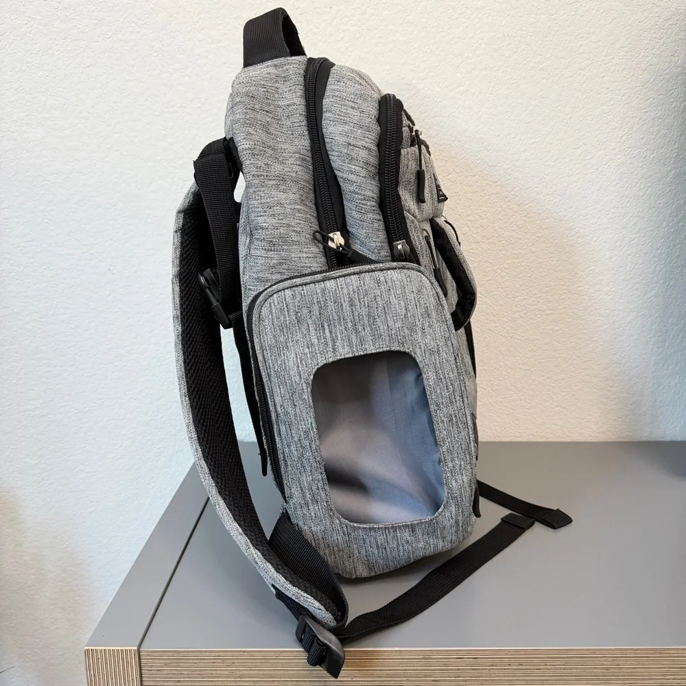Eddie Bauer Rainier Back Pack Diaper Bag in gray and black.